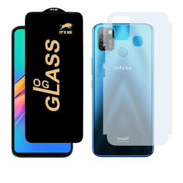 Infinix Smart 4 Combo: OG Glass Screen Protector + Carbon Back Skin - Image 2