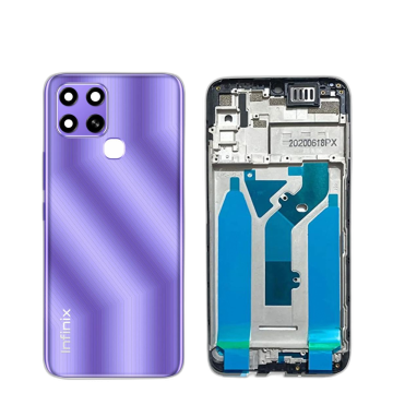Infinix Smart 6 Housing Middle Frame With Side Button and Camera Lens Complete Body Casing Replacement For Smart 6 - Purple - Image 2