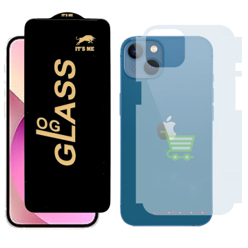 iPhone 13 Mini Combo Pack: OG Glass + Carbon Fiber Back Skin - Image 2