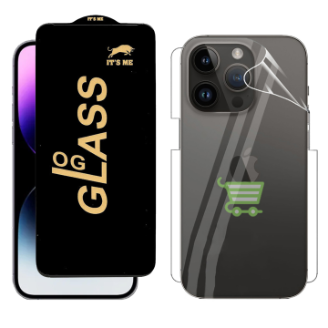 iPhone 14 Pro Full Cover Kit: OG Glass + Clear Back Hydrogel Film - Image 2