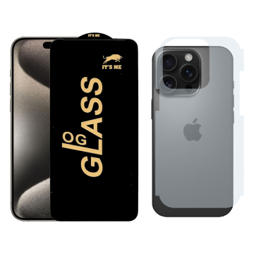iPhone 15 Pro Combo: OG Screen Glass + Carbon Fiber Back Protection - Image 2