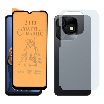 iTel A50 Matte Glass Protector Ceramic + Back Carbon Fiber Soft Skin Sheet - Image 2