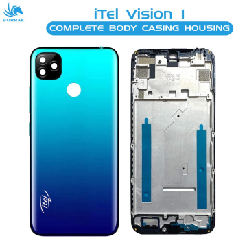 iTel Vision 1 Housing Middle Frame With Side Button and Camera Lens Complete Body Casing Replacement For Vision 1 - Blue - Image 2