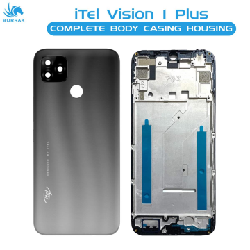 iTel Vision 1 Plus Housing Middle Frame With Side Button and Camera Lens Complete Body Casing Replacement For Vision 1 Plus - Black - Image 2