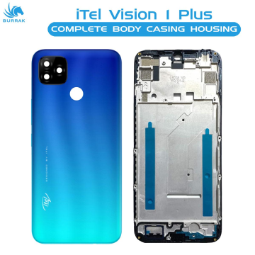 iTel Vision 1 Plus Housing Middle Frame With Side Button and Camera Lens Complete Body Casing Replacement For Vision 1 Plus - Blue - Image 2