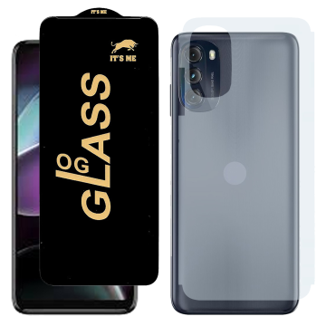 Motorola Moto G 5G (2022) Combo: OG Glass Screen Protector + Carbon Back Skin - Image 2
