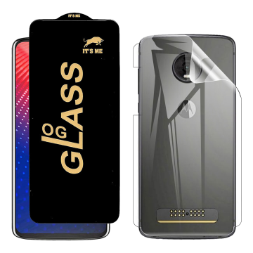 Motorola Moto Z4 Protection Pack: OG Glass + Clear Back Jelly Film - Image 2