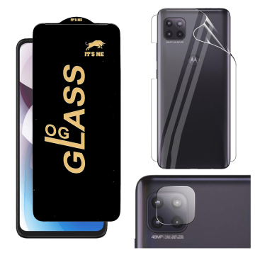 Motorola One 5G Ace 360¬∞ Clear Kit: OG Glass + Back Jelly Camera Guard - Image 2
