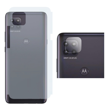 Motorola One 5G Ace Rear Combo: Carbon Fiber Skin + Camera Lens Protector - Image 2