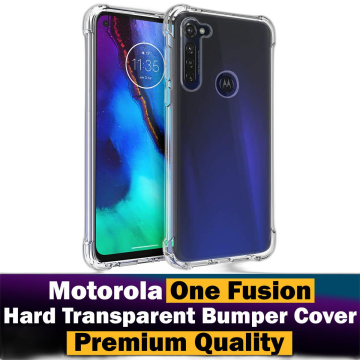 Motorola One Fusion Transparent Extra Bumper Anti Shock Hard Crystal Clear Case - Image 2