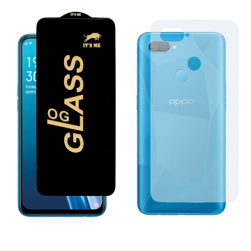 Oppo A12 Combo: OG Glass Screen Protector + Carbon Back Skin - Image 2
