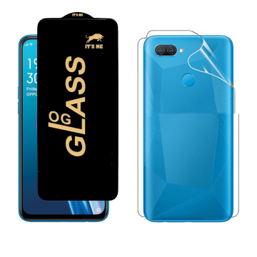 Oppo A12 Protection Pack: OG Glass + Clear Back Jelly Film - Image 2