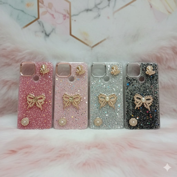 Oppo A15 Glitter Butterfly Stone Mobile Cover - Image 2