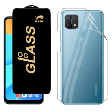 Oppo A15 Protection Pack: OG Glass + Clear Back Jelly Film - Image 2