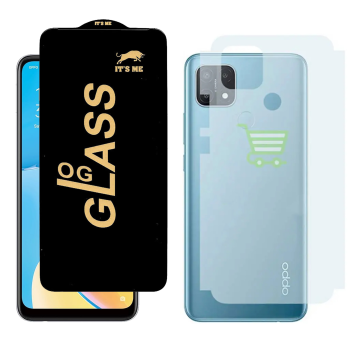 Oppo A15s Combo: OG Glass Screen Protector + Carbon Back Skin - Image 2