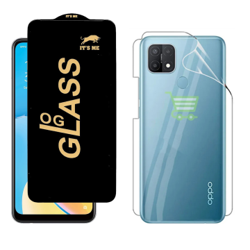 Oppo A15s Protection Pack: OG Glass + Clear Back Jelly Film - Image 2