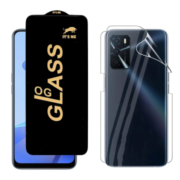 Oppo A16 Protection Pack: OG Glass + Clear Back Jelly Film - Image 2