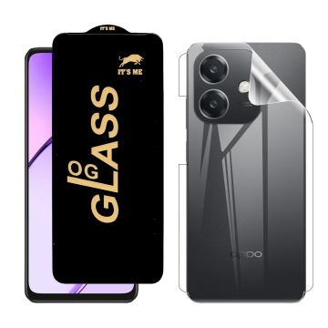 Oppo A3 Protection Pack: OG Glass + Clear Back Jelly Film - Image 2