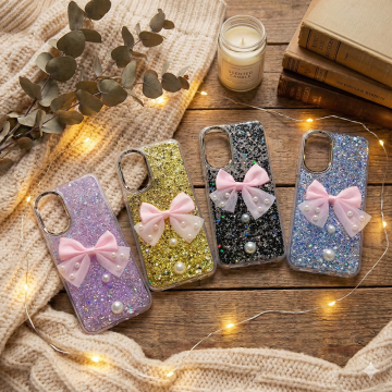 Oppo A38 Radiant Ribbon Glitter Bow Mobile Cover - Image 2