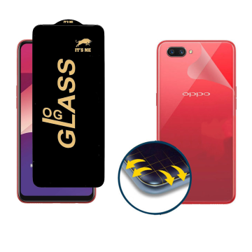 Oppo A3s Combo: OG Glass Screen Protector + Carbon Back Skin - Image 2