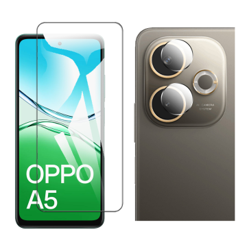 Oppo A5 2025 Glass Protector Polish Screen Tempered + Back Rear Camera 9H Gorilla Flexible - Image 2