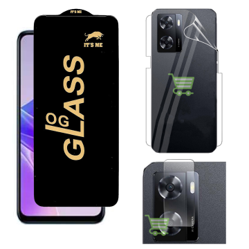 Oppo A57 4G 360¬∞ Clear Kit: OG Glass + Back Jelly Camera Guard - Image 2