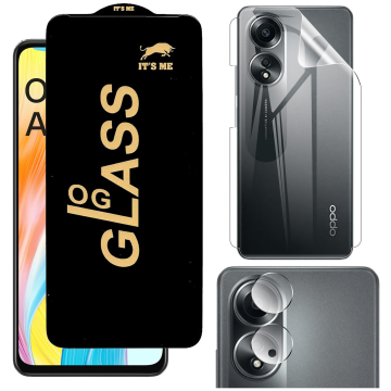 Oppo A58 4G 360¬∞ Clear Kit: OG Glass + Back Jelly Camera Guard - Image 2