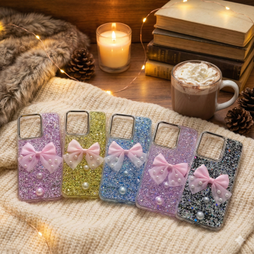 Oppo A6 Pro Radiant Ribbon Glitter Bow Mobile Cover