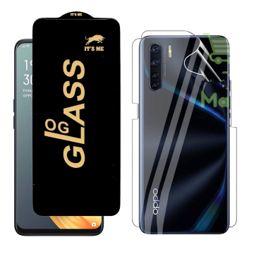 Oppo F15 Protection Pack: OG Glass + Clear Back Jelly Film - Image 2