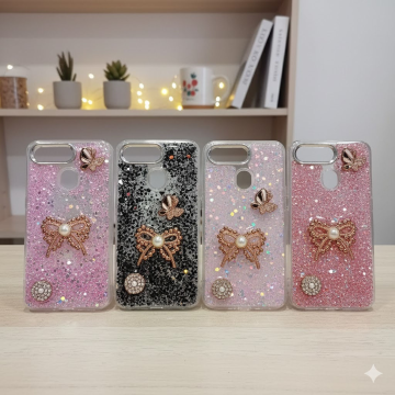 Oppo F9 Glitter Butterfly Stone Mobile Cover