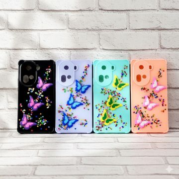 Oppo Reno 11 Glitter Butterfly Style Back Cover Case - Image 2