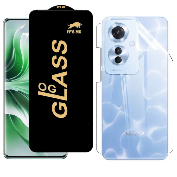 Oppo Reno 11F Protection Pack: OG Glass + Clear Back Jelly Film - Image 2