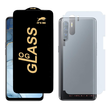 Oppo Reno 3 Combo: OG Glass Screen Protector + Carbon Back Skin - Image 2