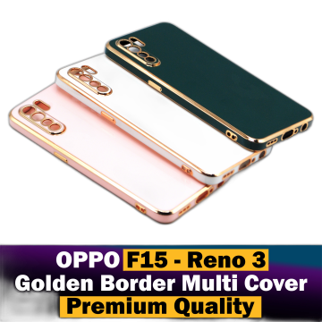 Oppo Reno 3 Soft Multi Golden Border Camera Protection Cover - Image 2
