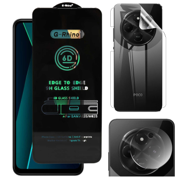 Poco C75 360¬∞ Clear Kit: OG Glass + Back Jelly Camera Guard - Image 2