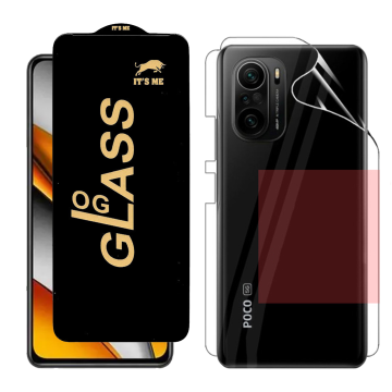 Poco F3 Protection Pack: OG Glass + Clear Back Jelly Film - Image 2