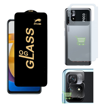 Poco M4 Pro 3-in-1 Kit: OG Glass + Carbon Back Camera Protector - Image 2