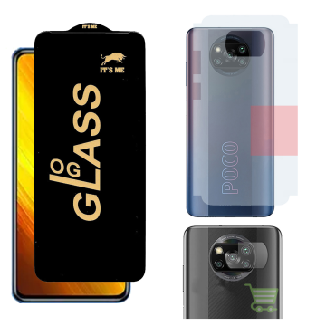 Poco X3 3-in-1 Kit: OG Glass + Carbon Back Camera Protector - Image 2