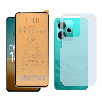 Realme 14T Matte Glass Protector Ceramic + Back Carbon Fiber Soft Skin Sheet - Image 2