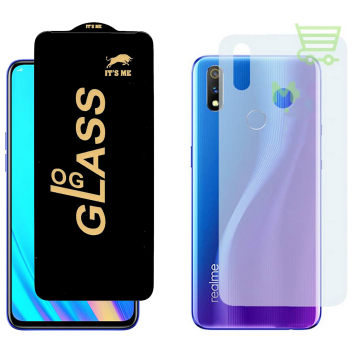 Realme 3 Pro Combo: OG Glass Screen Protector + Carbon Back Skin - Image 2