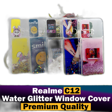Realme C12 Water Glitter Window Shutter Slide Camera Protection Shiny Soft Silicon Case For Girls - Image 2