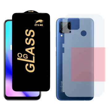 Realme C15 Combo: OG Glass Screen Protector + Carbon Back Skin - Image 2