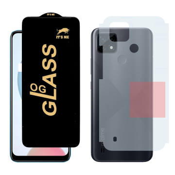 Realme C21 Combo: OG Glass Screen Protector + Carbon Back Skin - Image 2