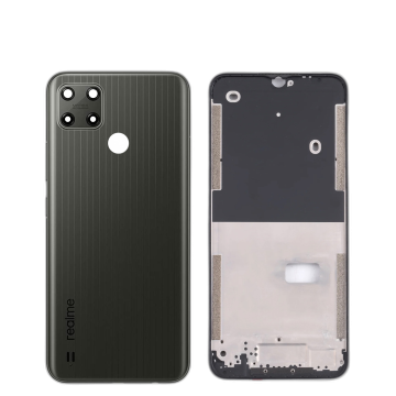 Realme C25Y Housing Middle Frame With Side Button and Camera Lens Complete Body Casing Replacement - Black - Image 2