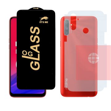 Realme C3 Combo: OG Glass Screen Protector + Carbon Back Skin - Image 2