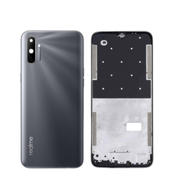 Realme C3 Housing Middle Frame With Side Button and Camera Lens Complete Body Casing Replacement - Gray - Image 2