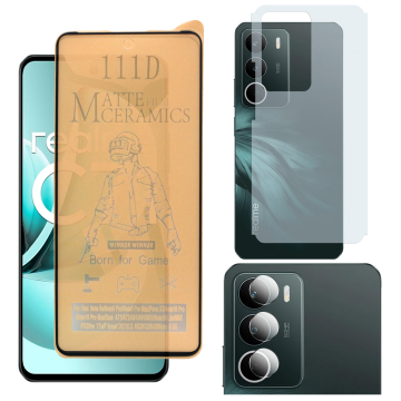 Realme C71 Matte Glass Protector Ceramic + Back Carbon Fiber Soft Skin Sheet Rear Camera 9H Gorilla Flexible Protectior - Image 2