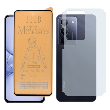 Realme C75x Matte Glass Protector Ceramic + Back Carbon Fiber Soft Skin Sheet - Image 2