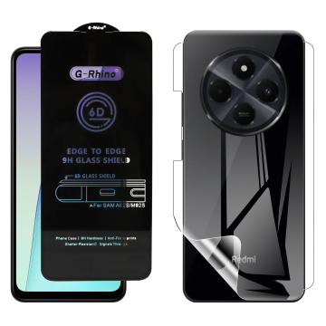 Redmi 14C Protection Pack: OG Glass + Clear Back Jelly Film - Image 2