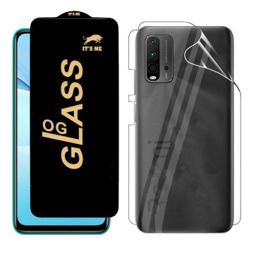 Redmi 9T Protection Pack: OG Glass + Clear Back Jelly Film - Image 2